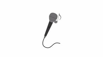 Animated Microphone with Floating Musical Notes. This animation is an animated loop with an alpha channel on a transparent background. video