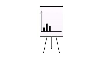 Animated Growing Chart on Flipchart Stand with an alpha channel on a transparent background. It features an animated bar and line chart that gradually appears on a flipchart stand. video