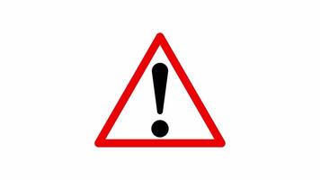 animerad varning tecken med pulserande utrop märke. detta animering funktioner en looped animering med alfa kanal på transparent bakgrund. video