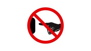 Finger Pressing Button in Do Not Press Warning Sign Animation. This animation is a looping animation with alpha channel on transparent background. video