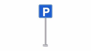 Parking Sign Animation with alpha channel on transparent background. The letter P moves chaotically inside the square, creating a dynamic and engaging motion. The animation is seamless. video