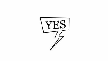 Animé discours bulle avec mot Oui dans mouvement. cette en boucle animation Caractéristiques une dynamique Animé discours bulle contenant le mot Oui, présenté avec un alpha canal sur une transparent Contexte. video