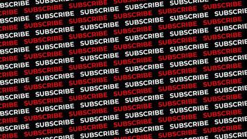 sömlös prenumerera text rörelse animation. looped animering med ett alfa kanal på en transparent bakgrund. de ord prenumerera rör sig diagonalt, alternerande mellan röd och vit färger. video