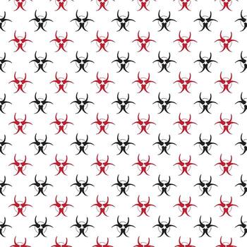 Seamless pattern with red and black symbols on white background vector
