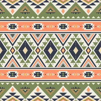 tribal a rayas sin costura modelo. azteca geométrico fondo, verde y naranja. lata ser usado en textil diseño, web diseño, accesorios, decorativo papel, envase, mochilas, etc. vector