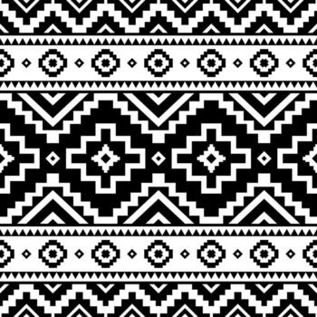 Tribal striped seamless pattern. Aztec geometric black white background, illustration. Can be used in fabric design for making of clothes, accessories, decorative paper, wrapping, envelope, web design vector