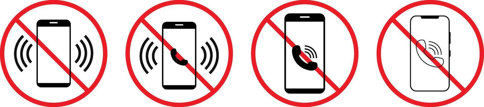 do not use your mobile phone. Warning sign No Phone. silent mobile phone. Using smartphone prohibited. No Activated mobile phone, vector