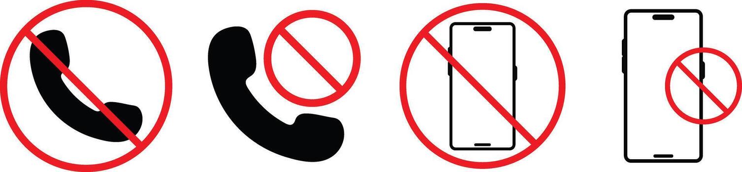 no phone call icon. Warning sign No Phone. Do not use smartphone. warning concept symbol vector