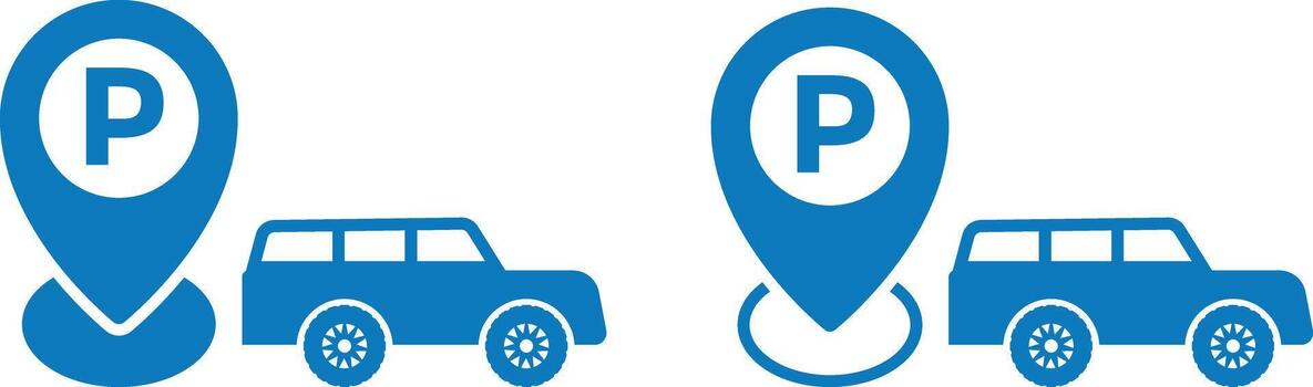 Parking location pointer icon. Map location pointer. GPS destination marker for vehicles. Map marker with letter P sign. vector