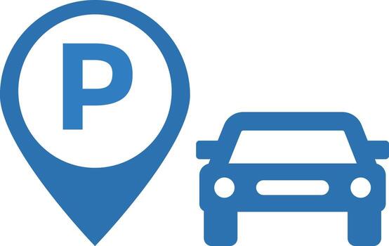 Parking location pointer icon. Map location pointer. GPS destination marker for vehicles. Map marker with letter P signs vector