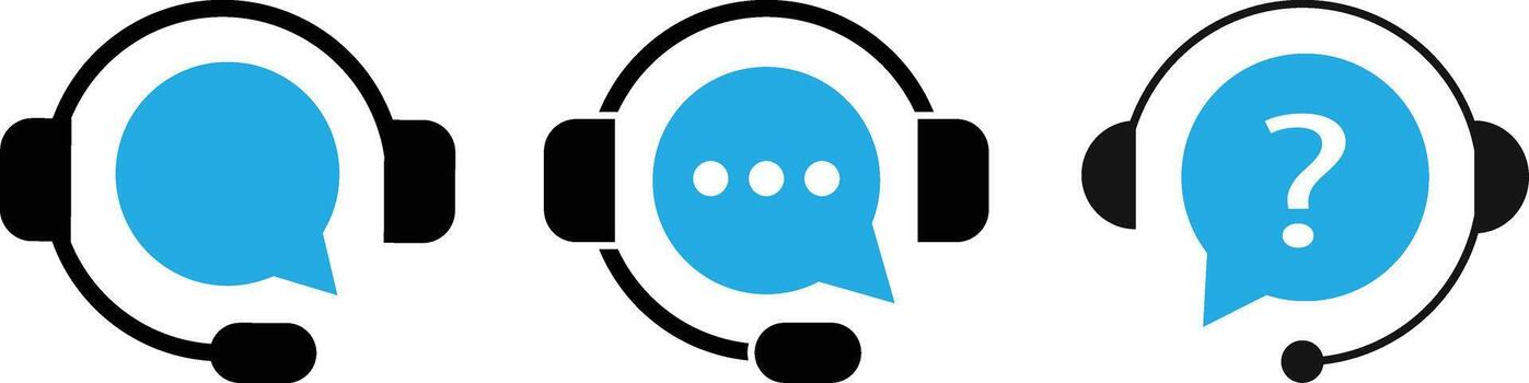 customer support icons set. support and communication concept. Call center sign. Operator message icon. Headphone symbol vector