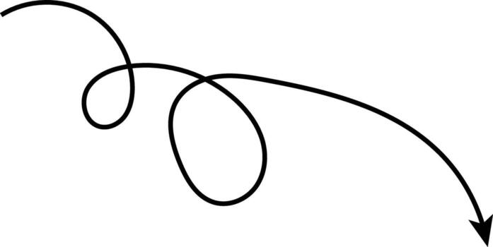 curved hand drawn arrows. Sketch curved dashed arrows design. Zigzag arrow stripes design with dotted lines. vector