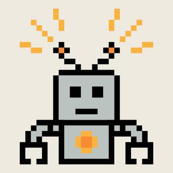 8 bit style of robot roboics cute background ai toy machine learning. vector