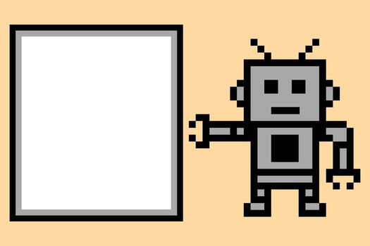 Design background of character robotic chat bot ai toy blank 8 bit. vector