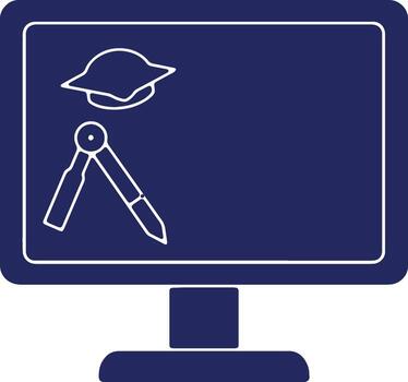 moderno e-learning concepto con graduación gorra y redacción Brújula en un digital pantalla - ilustrando en línea educación y habilidad desarrollo para académico éxito vector