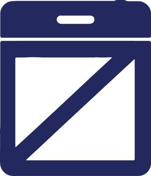 Clean illustration of a calendar page with a diagonal line, symbolizing a blocked date, an unavailable time slot, or a cancelled event concept for digital designs vector