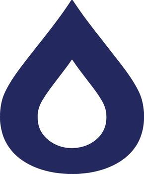 Minimalist blue water drop icon isolated on a white background. Abstract graphic element representing liquid, fluid, and eco concepts vector