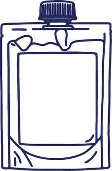 Clean illustration of an empty beverage pouch, ready for custom design or filling, simple outline vector