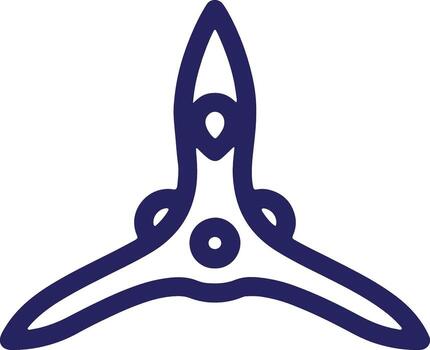 Minimalist dark blue line illustration of a balanced three-pointed abstract symbol, ideal for a modern logo, digital icon, or clean graphic design element vector