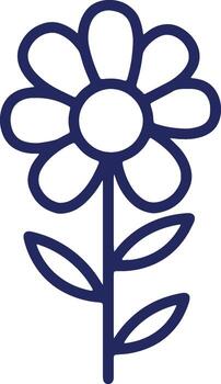 Minimalist Outline of a Charming Flower Blossom, a Simple Hand-Drawn Botanical Icon with Stem and Leaves for Nature-Themed Graphics vector