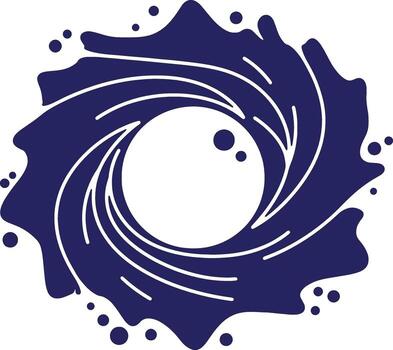 An Abstract Swirl of Dark Blue Ink or Paint Creating a Circular Vortex with Droplets and Bubbles vector