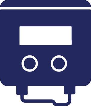 Simple blue glyph icon of an electronic measuring device with a digital display. Isolated illustration of a control panel or monitor symbol vector