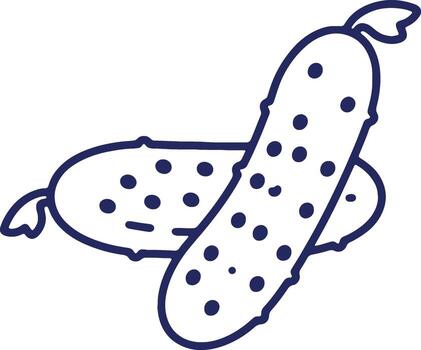 sencillo línea Arte ilustración de dos Fresco con baches pepinos, aislado gráfico elemento para sano comida conceptos vector