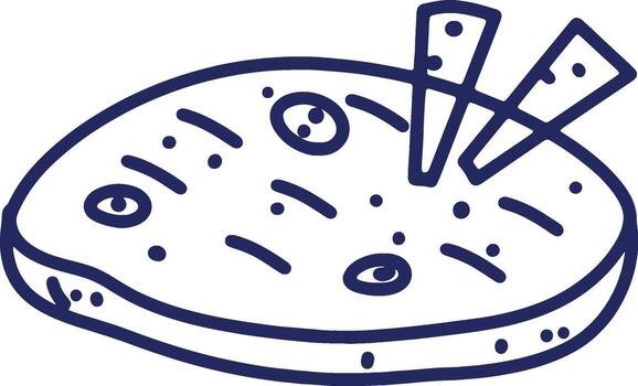 Simple cartoon of a pita bread with two pieces of bread sticks inserted in it vector