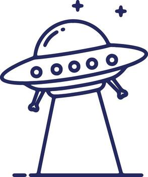 Illustration of a flying saucer UFO, a science fiction spaceship in deep space with stars and more vector