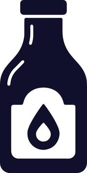 Clean icon of a bottle with a prominent drop symbol, ideal for representing liquids, oils, or condiments in minimalist graphic designs vector