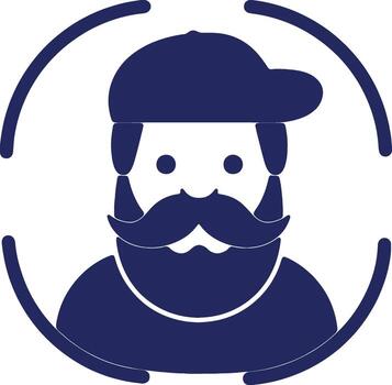 ilustrativo gráfico de un estilizado hombre con un Bigote y barba vistiendo un gorra, adecuado para varios diseño aplicaciones vector