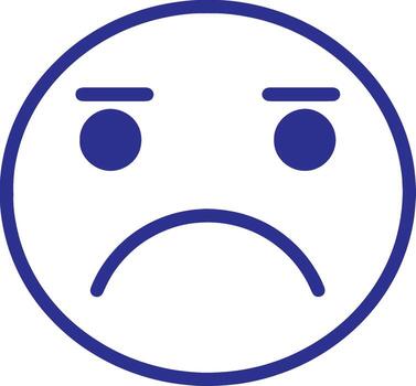 sencillo azul contorno ilustración de un triste cara emoticono, Perfecto para gráfico diseño proyectos, expresando negativo emociones, y usuario interfaz diseños vector