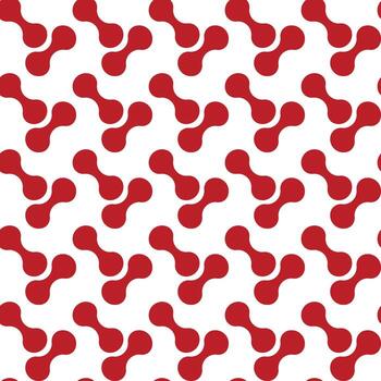 Seamless pattern of red molecular structures on white background vector