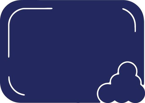 Conceptual graphic with a blank rounded rectangle and a cloud in the corner on a dark blue background with white outline vector