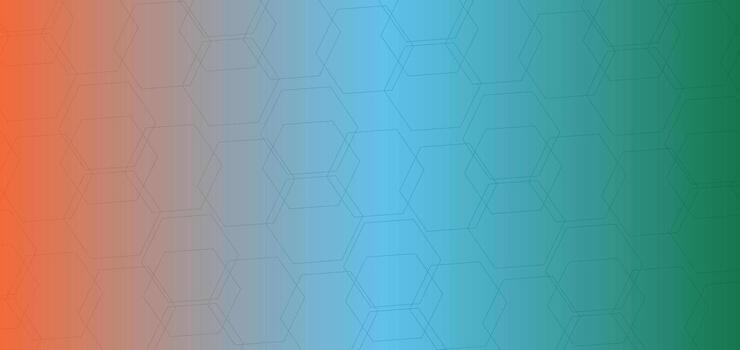 Orange gray blue green gradient with hexagonal pattern abstract background vector