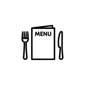 A menu with a fork and knife on a white background vector