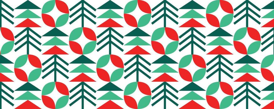 christmas tree pattern with red, green and white vector