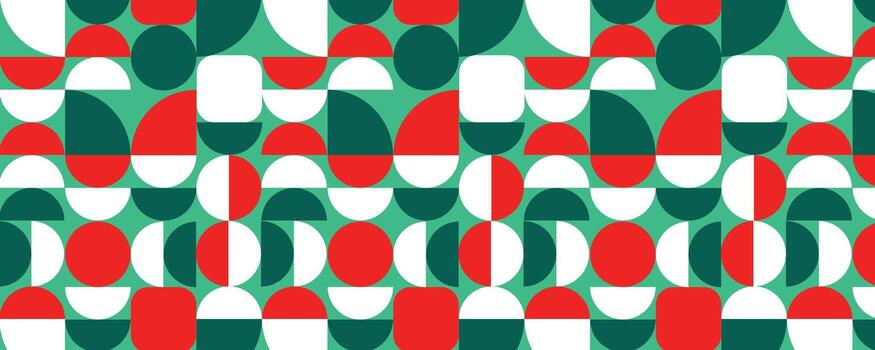 geométrico Navidad árbol fiesta sin costura modelo. modelo con rojo, verde y blanco círculos vector