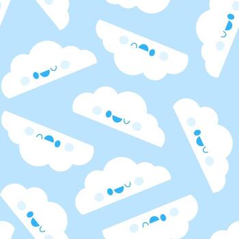 Smiling Cartoon Clouds Seamless Pattern vector