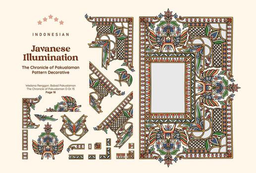 Javanese decorative illumination design elements vector