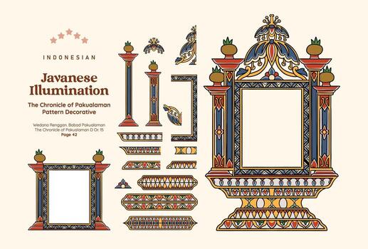 Javanese decorative patterns overview vector