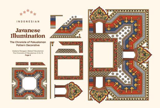 Javanese decorative illumination patterns vector