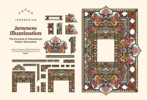 Javanese decorative art patterns vector