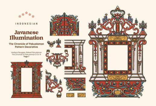 Javanese illumination decorative patterns vector