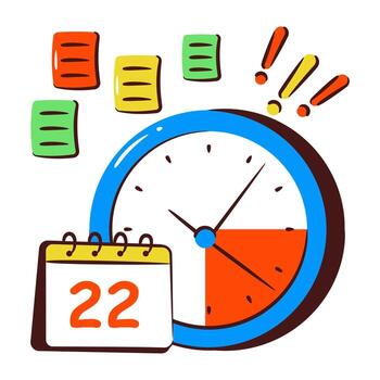 hand drawn Calendar with clock showing concept of timetable vector