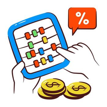 A counting frame icon, doodle design of abacus vector