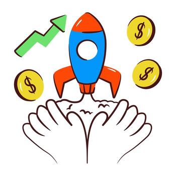 Conceptual doodle design icon of business launch vector