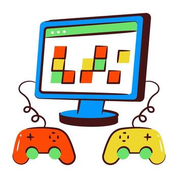 Conceptual doodle design icon of computer game vector