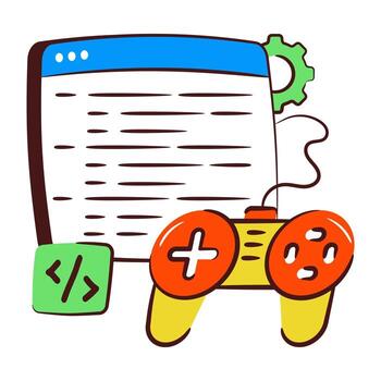 Conceptual doodle design icon of game development vector