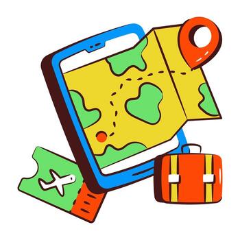 Conceptual doodle design icon of mobile map vector
